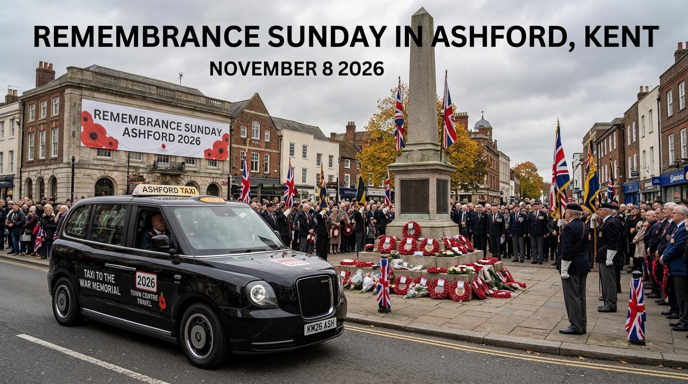 Remembrance Sunday Ashford 2026: Taxi to the War Memorial and Town Centre Travel